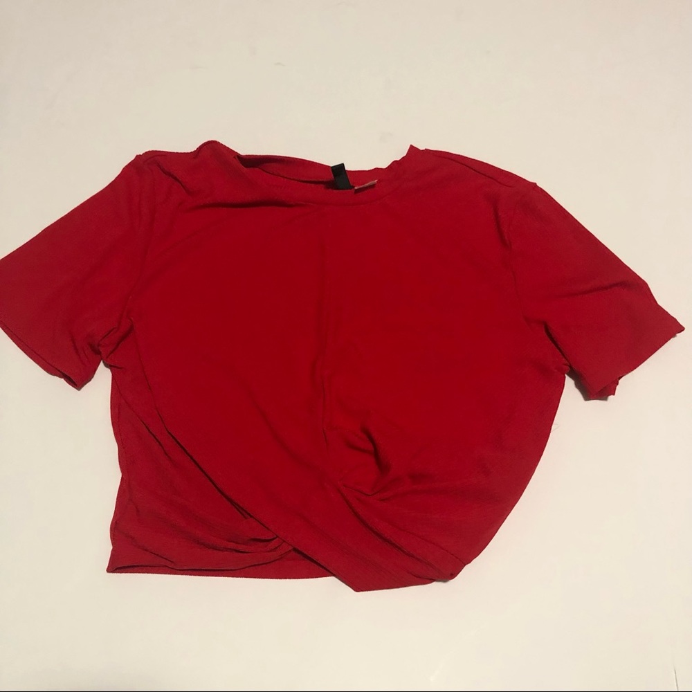 Red H&M Twisted Crop Top